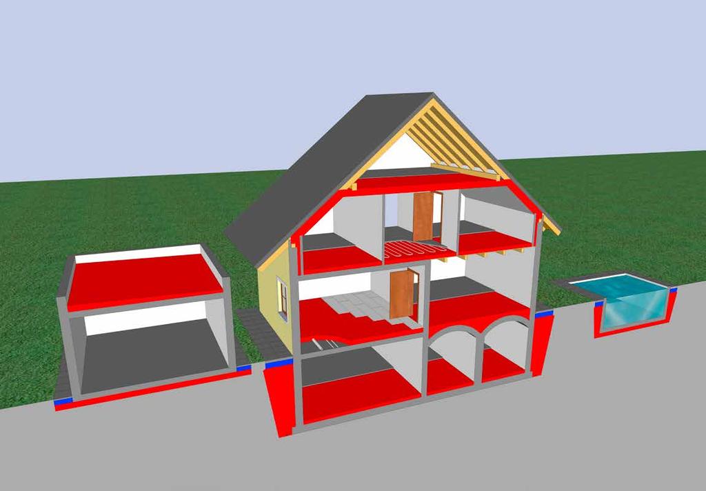 Izolace strmých střech Strmé střechy lze opatřit izolací thermotec podtlakouvým vtěsnáním materiálu mezi připravené trámy.