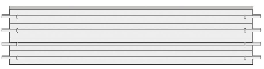 SÁLAVÝ PANEL - ZÁKLADNÍ SPECIFIKACE Sálavý panel MSP průběžný RAL 9016 (bílá), 4 cm izolace, zavěšovací karabiny průběžný s krycím plechem spodním na jedné straně Trubky: Lamely: Izolace: Celková