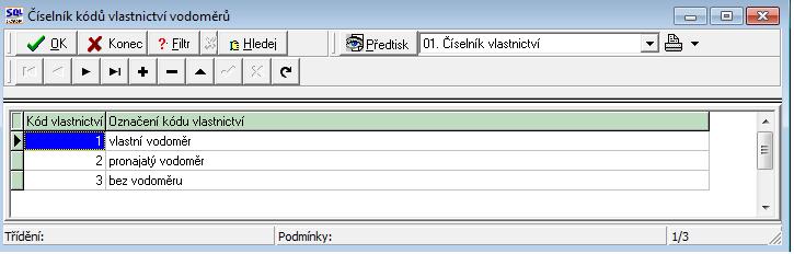 10) Akce vodoměrů Číselník akcí vodoměrů slouží k označování jednotlivých pohybů vodoměrů s přesně definovaným členěním. Důležité je zejména dodržení zobrazených znaků akcí.