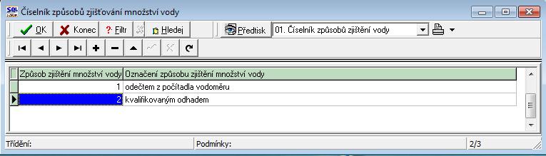 20) Množstevní slevy Číselník množstevních slev je používán při účtování odečtů vodného a stočného zákazníkům, kteří požadují výši slevy při odběru určitého množství odebrané vody.