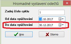 Obrázek: Číselník cyklů hromadné vystavení odečtů z odběrných míst Při spuštění funkce Hromadné vystavení odečtů můžeme vytvořit odečty pro každý cyklus samostatně.