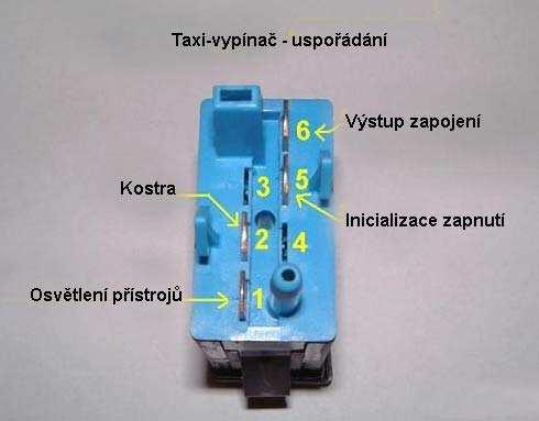 Přídavné topení (Bufík) SHARAN D5W Manuální ovládání Obrázek 49: Uspořádání vypínače (zadní strana) Vypínač má 4 kontakty. Kontakt 1 a 2 slouží pro osvětlení vypínače.