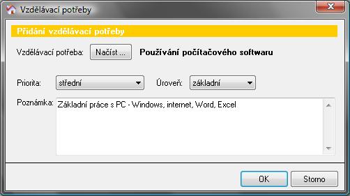 7.4 Jak zadat vzdělávací potřeby zaměstnance? Zadáním vzdělávacích potřeb jednotlivých zaměstnanců usnadníte tvorbu vzdělávacího harmonogramu organizace.