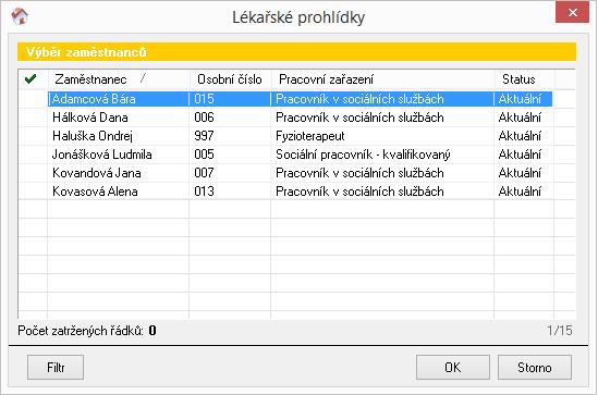 2. krok: V tomto kroku vyberete zaměstnance, kterým bude přidána lékařská prohlídka, kterou jste zadali v předchozím kroku.