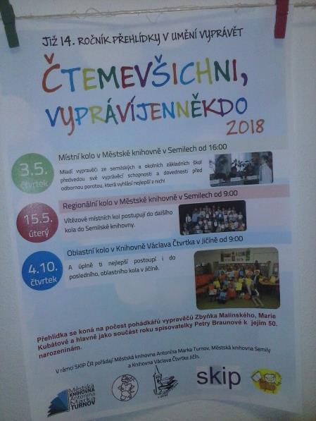 Čteme všichni, vypráví jen někdo Soutěže pořádané knihovnou se účastnilo