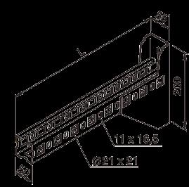 7. Výložníky Výložník UNIVERZAL zesílený L 21 x 21 11 x 16,5 55 200 Výložník UNIVERZAL zesílený je vyroben z C-profilu UNIVERZAL z plechu o tloušťce 2,5 mm a zesílené prodloužené příruby ze stejného