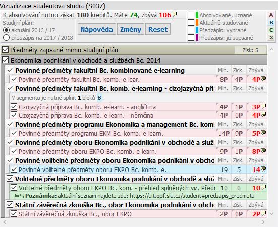 Portál IS/STAG Počet kreditů, které jsem získal se statutem C Volitelné předměty Informaci, kolik min.