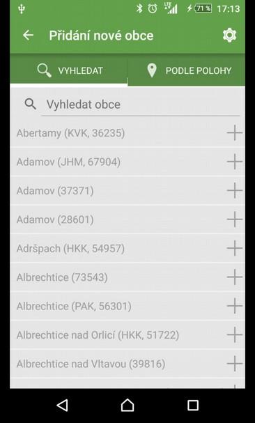 Samozřejmě můžete sledovat i jiné obce/města v ČR, podmínkou je, aby byly do projektu Česká Obec zapojeny.