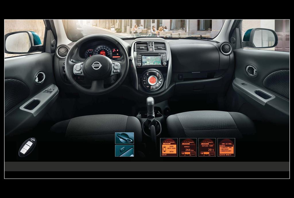 INTELIGENTNÉ RIEŠENIA SKVELÝ OBRAZ. Stredová konzola so sviežim dizajnom, nový multifunkčný displej s ostrou grafikou a šikovný inteligentný kľúč Nissan. MICRA je plná fantastických nápadov.