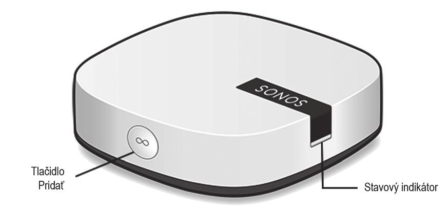 4 Návod k obsluze Přední strana SONOS BOOST Tlačítko Přidat Stavový indikátor Tlačítko Přidat Stavový indikátor BOOST přidáte do systému Sonos stisknutím tlačítka Přidat na boční straně zařízení.