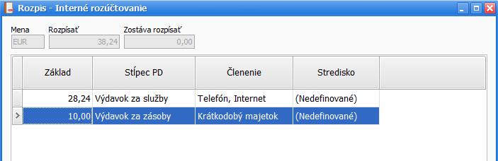 Formulár uložte. Kliknite na Pridaj. Vyplňte sumu za mesačnú splátku telefónu a vyberte Stĺpec PD Výdavok za zásoby.