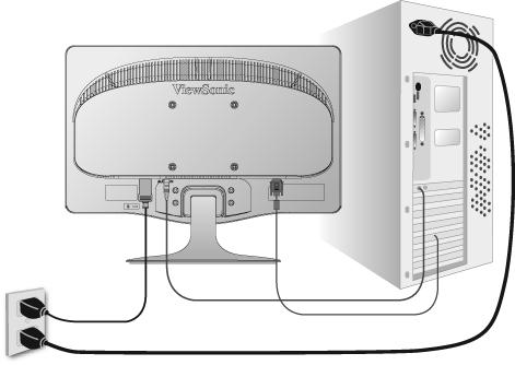 Rychlá instalace 1. Připojení napájecího kabelu a adaptéru AC/DC 2. Připojení videokabelu Zkontrolujte, zda jsou monitor LCD a počítač VYPNUTÉ. V případě potřeby odmontujte kryty zadního panelu.