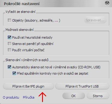 Poté kliknete na tlačítko Připravit BartPE plugin.