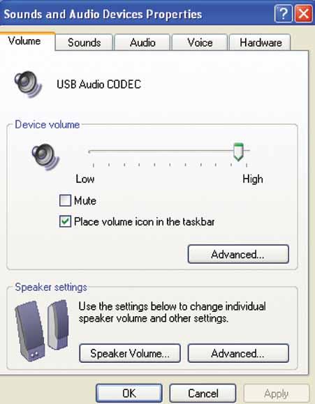 Microsoft Sound Mapper). U položky Voice recording zvolte USB Audio CODEC.