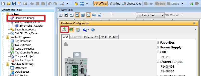 Nyní bude celá sestava viditelná. Ukážeme si tedy, jak nastavit komunikační porty na CPU.