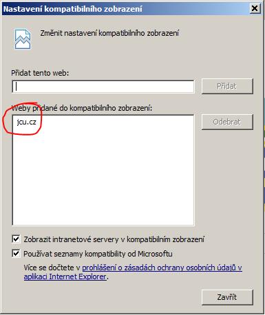 Internet Explorer Firefox 7. Po přihlášení do Verso (https://mis.jcu.