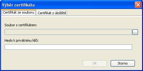máte několik certifikátů, může se stát, že neuvidíte ten správný v okně Výběr certifikátu.