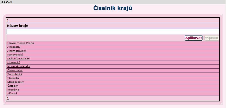 4.5. Číselníky Pro osobu jednající za správce (POS) je v levém menu dále možnost zobrazit číselníky volbou Číselníky. Jedná se o Číselník jazyků a Číselník krajů. Tyto číselníky jsou needitovatelné.