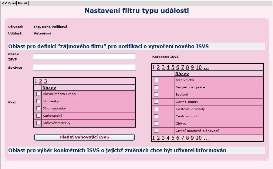 Obrázek 32 Nastavení filtru typu události 4.8.