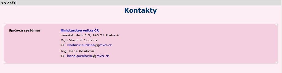 4.11. Kontakt Předposlední položkou menu v levé části je položka Kontakt.