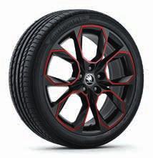 NOVINKA Xtrem 5E0 071 499C QXJ Kolo z lehké slitiny 7,5J 19" pro pneumatiky s rozměry 225/35 R19, v černočervené barvě (pouze OCTAVIA RS) Dostupné od Q1/2018.
