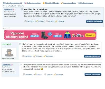 Propojení s diskusemi Propojení relevantních reklamy s