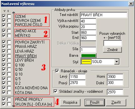 3.3.2 Nastavení výkresu Tento dialog obsahuje veškeré nastavení vzhledu projektu na ploše zobrazení (pouze objekty mají vlastní nastavení, viz kapitola 3.4 Dialogy úpravy objektů).