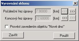 Obr. 32 - dialog Nastavení rozpisky 3.3.8 Vyrovnání sklonu Dialog slouží k vyrovnání sklonu dna ve vybraném úseku vodního toku.