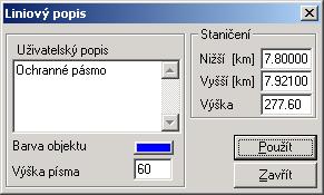 Text uživatelského popisu je zobrazen na textové větvi objektu. Je možné pomocí klávesy Enter oddělit text na více řádků.