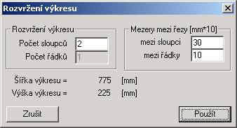 V sekci rozvržení výkresu lze nastavit matici, podle které budou příčné profily řazeny na plochu zobrazení (tedy i na výkrese samotném).