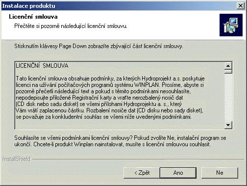 Obr. 57 Instalace, krok č. 3, text licenční smlouvy systému.