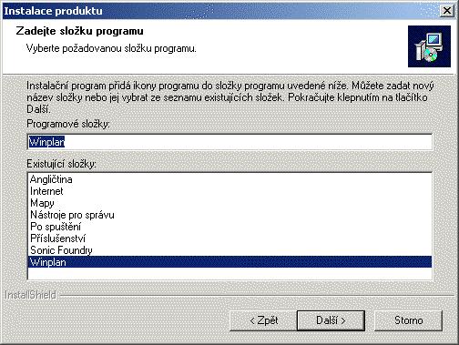 Obr. 61 Instalace, krok č. 7, výběr složky pro umístění zástupců (ikon).
