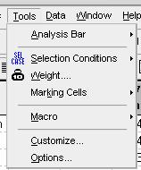 Menu Tools Analysis Bar správa