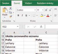 2.3.7 Odsazení obsahu buňky Uvedený postup platí pro buňky obsahující text, které jsou zarovnané doleva, nebo je zarovnávání vypnuté.