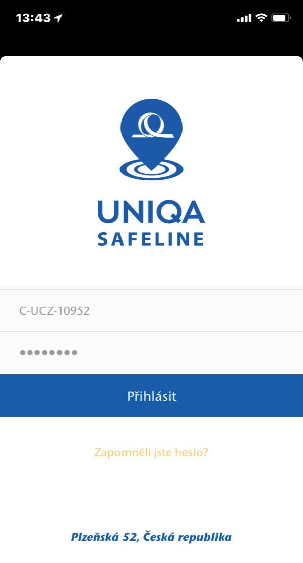 Přihlášení Vítáme Vás v mobilní aplikaci pro klienty UNIQA SafeLine.