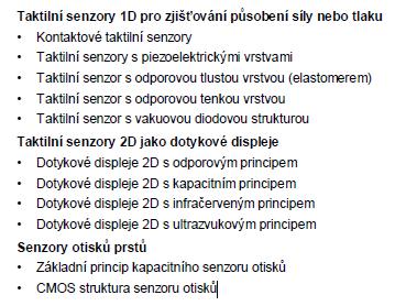 Taktilní senzory pro