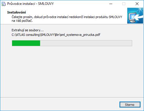 Průběh instalace Nyní probíhá kopírování souborů produktu SMLOUVY do vašeho počítače.
