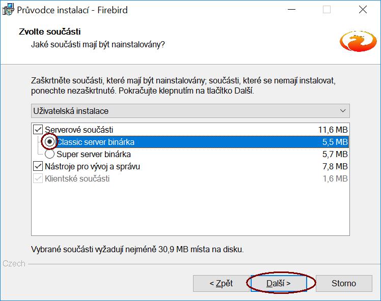 varianty serveru a instalovaných komponent