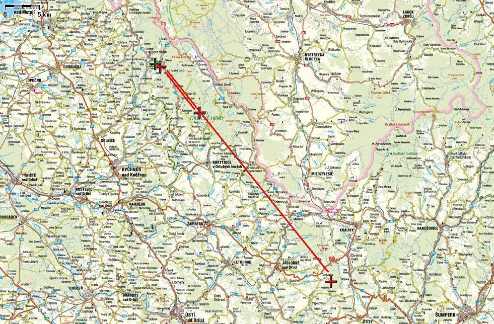 1.00 Mapka s umístěním radiostanic pevné radiostanice směrového