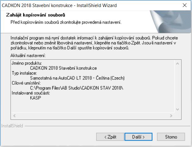 7. Po zkopírování zvolených součástí CADKONu 2018