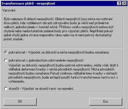 3.3.4 Transformace mapového listu Pro transformaci mapového listu použijeme funkci Transformace rastru m.l. V dialogu označíme rastr, který se má transformovat (název rastru.