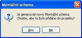 Klikněte na tlačítko Vytvořit, čímž se spustí generování výkresů montážního schematu Program si přečte schematické zapojení, zjistí použité přístroje a kam jsou napojeny a vytvoří na jedné nebo více