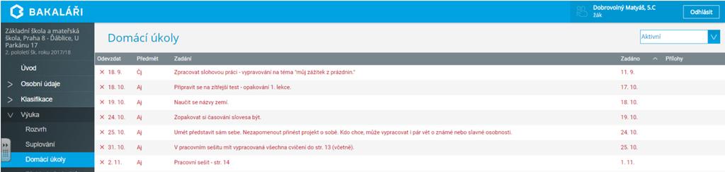 3. 3 Výuka Rozvrh Suplování Domácí úkoly Přehled předmětů zde jsou uvedena jména jednotlivých vyučujících Přehled výuky TOTO JE TŘÍDNÍ KNIHA!