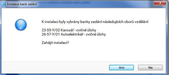 Elektronická zkouška na počítačích, je třeba provést novou instalaci serveru elektronické