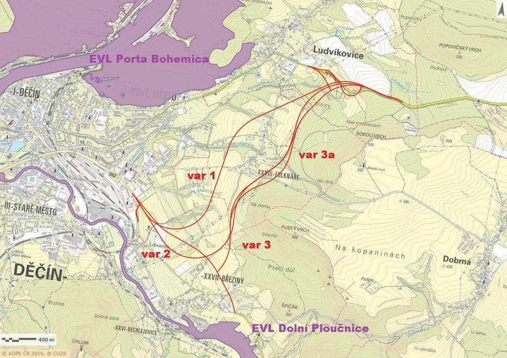 Obr. 4 Mapa EVL (fialově) v okolí záměru 3.2 Stručný popis dotčené evropsky významné lokality Název: Kód lokality: Ptačí oblast Labské pískovce CZ0421006 Nařízení vlády č.