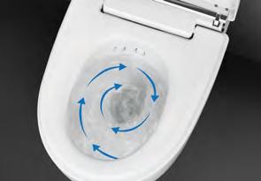 Veškeré přívody elektřiny a vody jsou integrovány v těle WC a upevňovací prvky závěsného sprchovacího WC jsou skryty za designovým krytem.