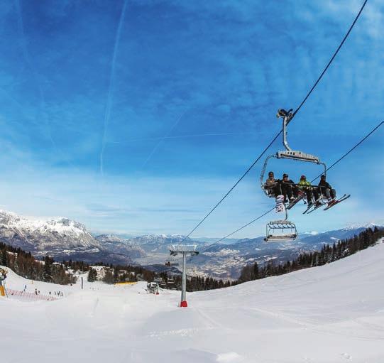 Francie USA Rakousko Itálie Popis oblasti www.cekare.cz Sedačková lanovka z Vasonu Monte Bondone je jedním ze sedmi středisek lyžařského regionu Skirama Dolomiti.