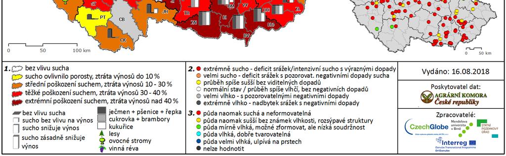 To se následně projevuje i velmi nízkou vlhkostí v povrchové vrstvě půdy, což je zvláště patrné v oblasti Polabí, ale také na jižní a střední Moravě.