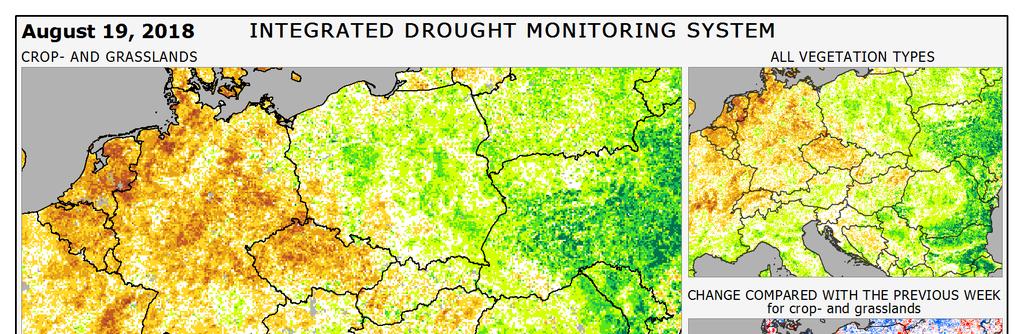 Suchem postižená oblast zahrnuje velkou část severního a středního Německa, Belgii a