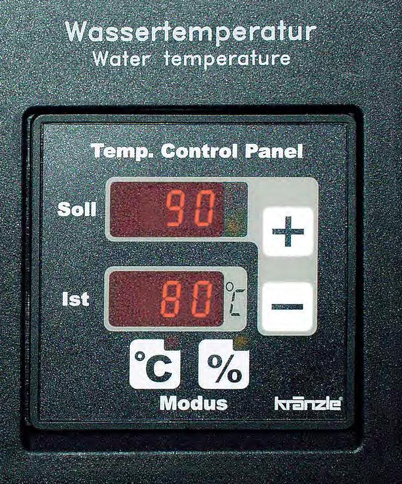 FOTO Regulovatelný výkon hořáku Přístroje Kränzle-therm s naftovým ohřevem jsou vybaveny digitálním termostatem, který nyní umožňuje 2 druhy provozu (výjimkou je therm CA/C).